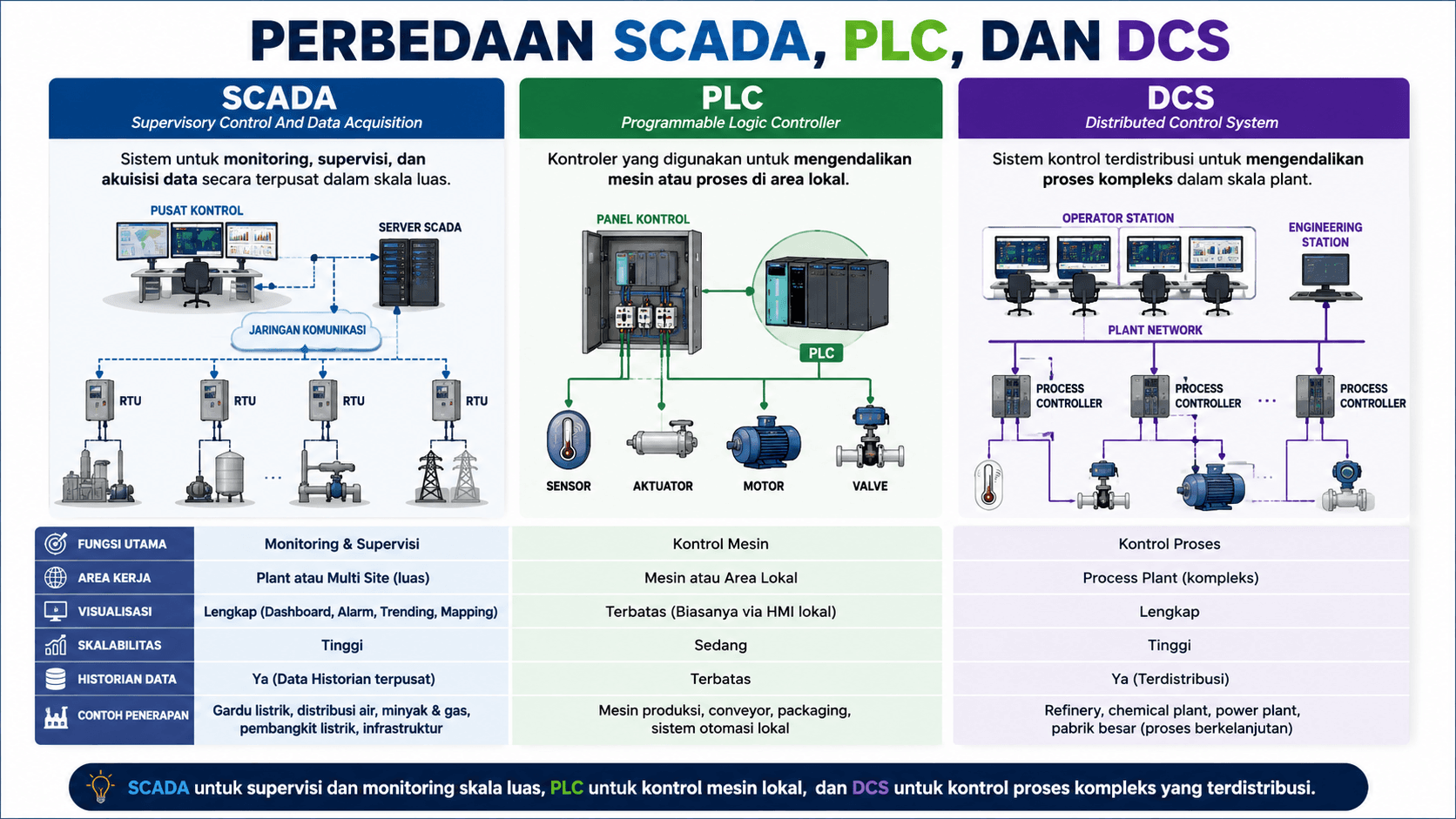 Perbedaan SCADA, PLC, dan DCS