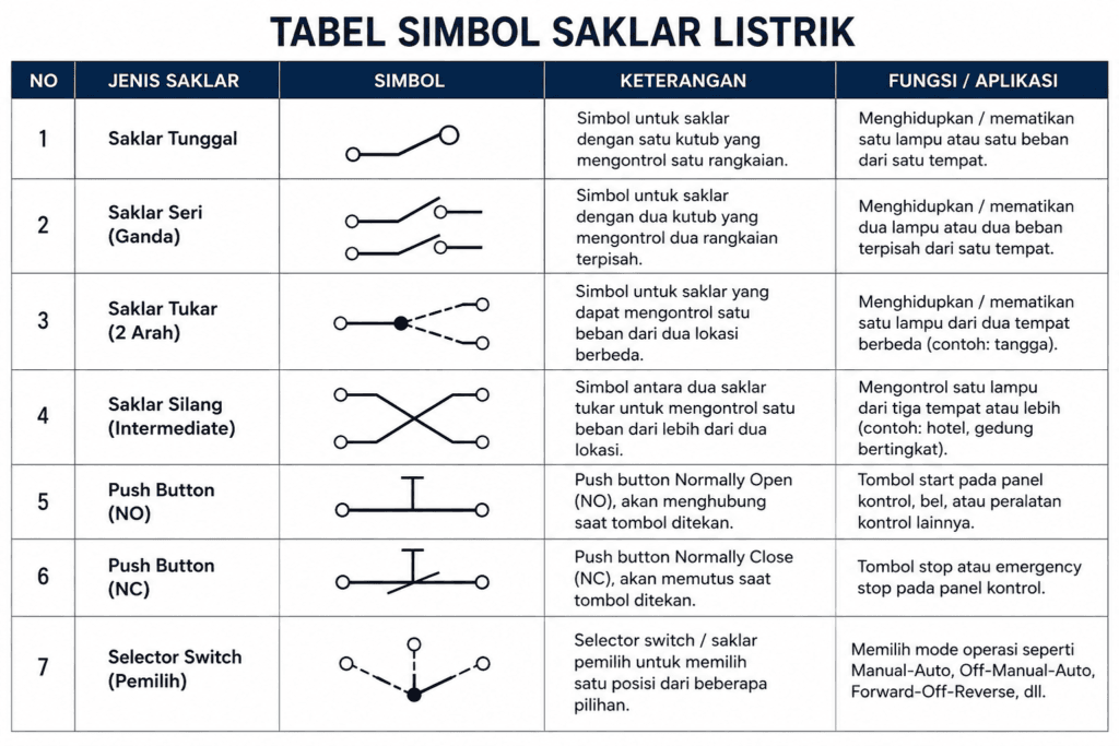 tabel simbol saklar listrik