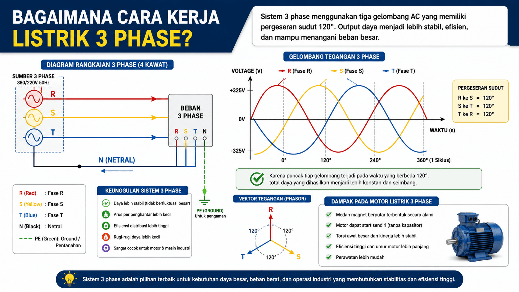 cara kerja listrik 3 phase