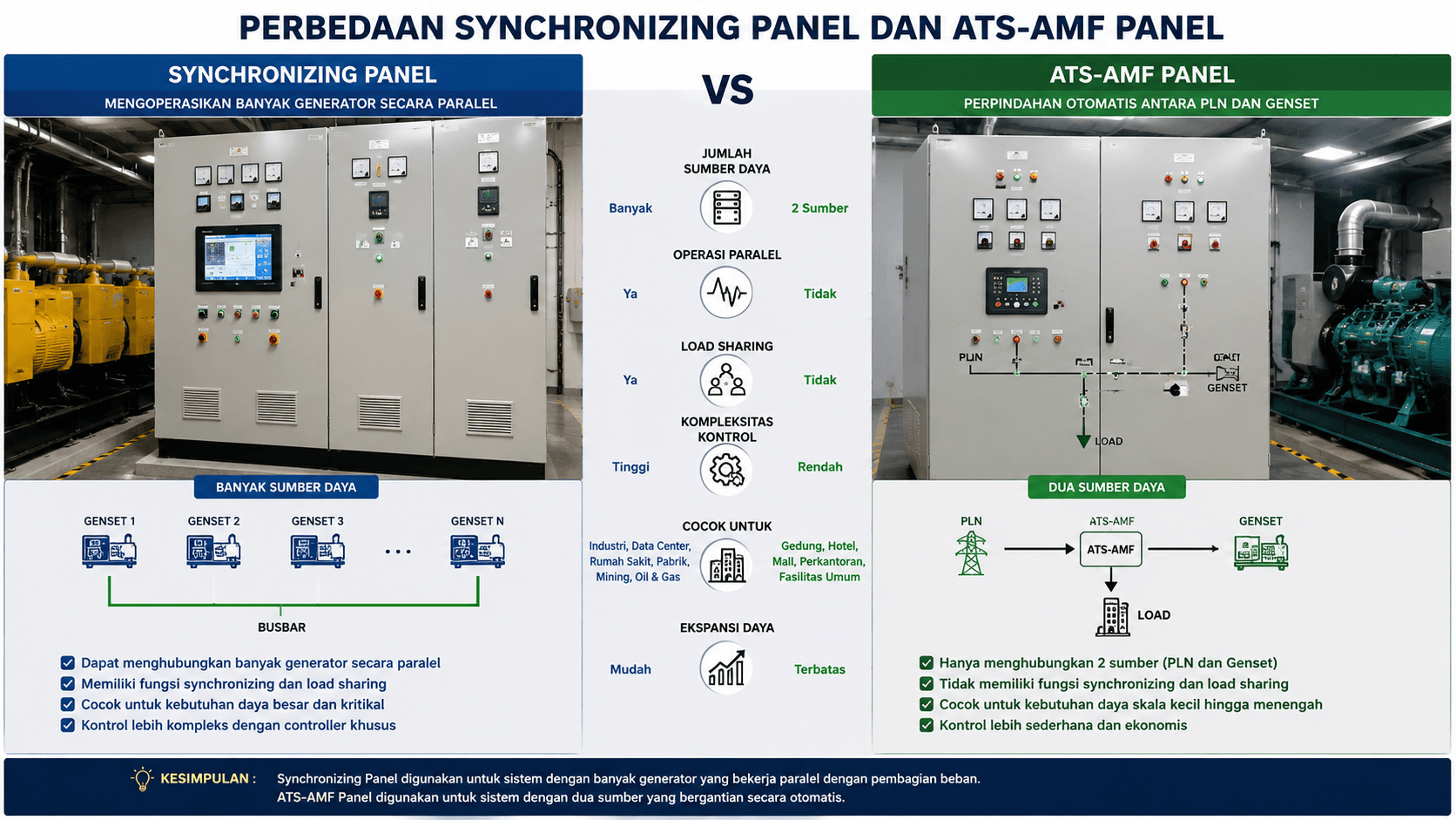 Perbedaan Synchronizing Panel dan ATS-AMF Panel
