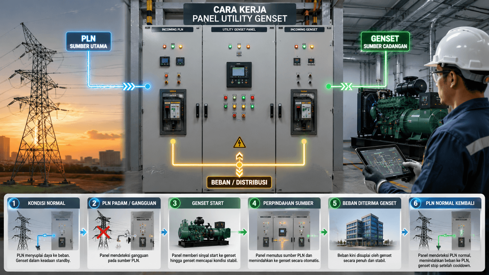 Cara Kerja Panel Utility Genset