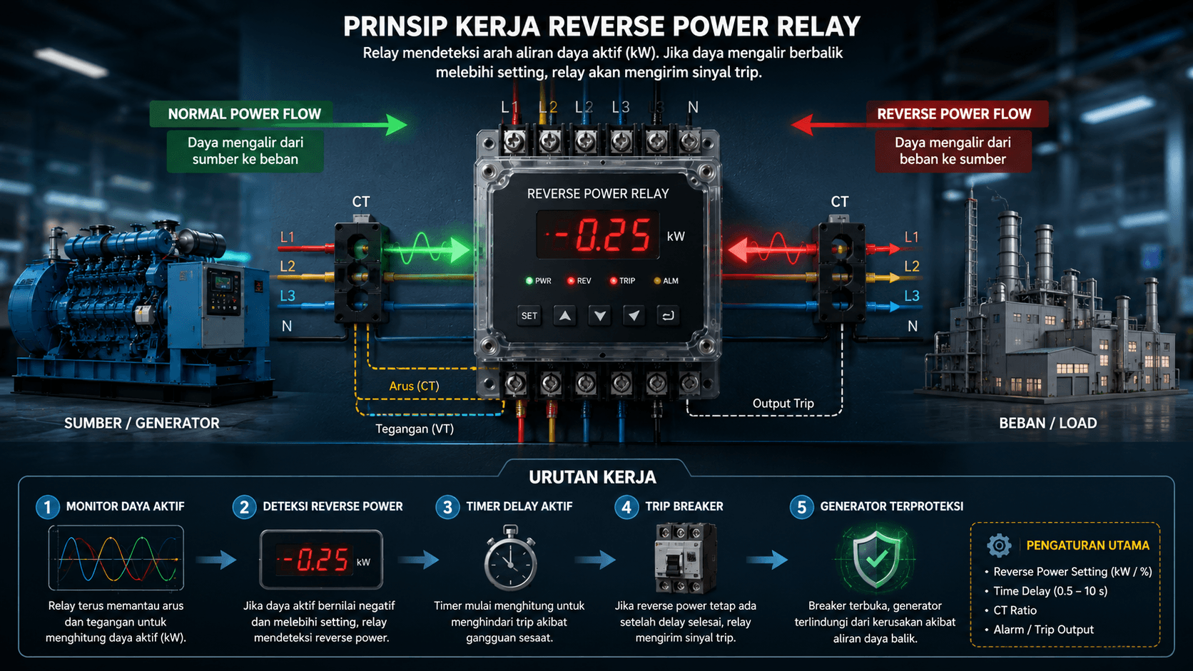 Prinsip Kerja Reverse Power Relay