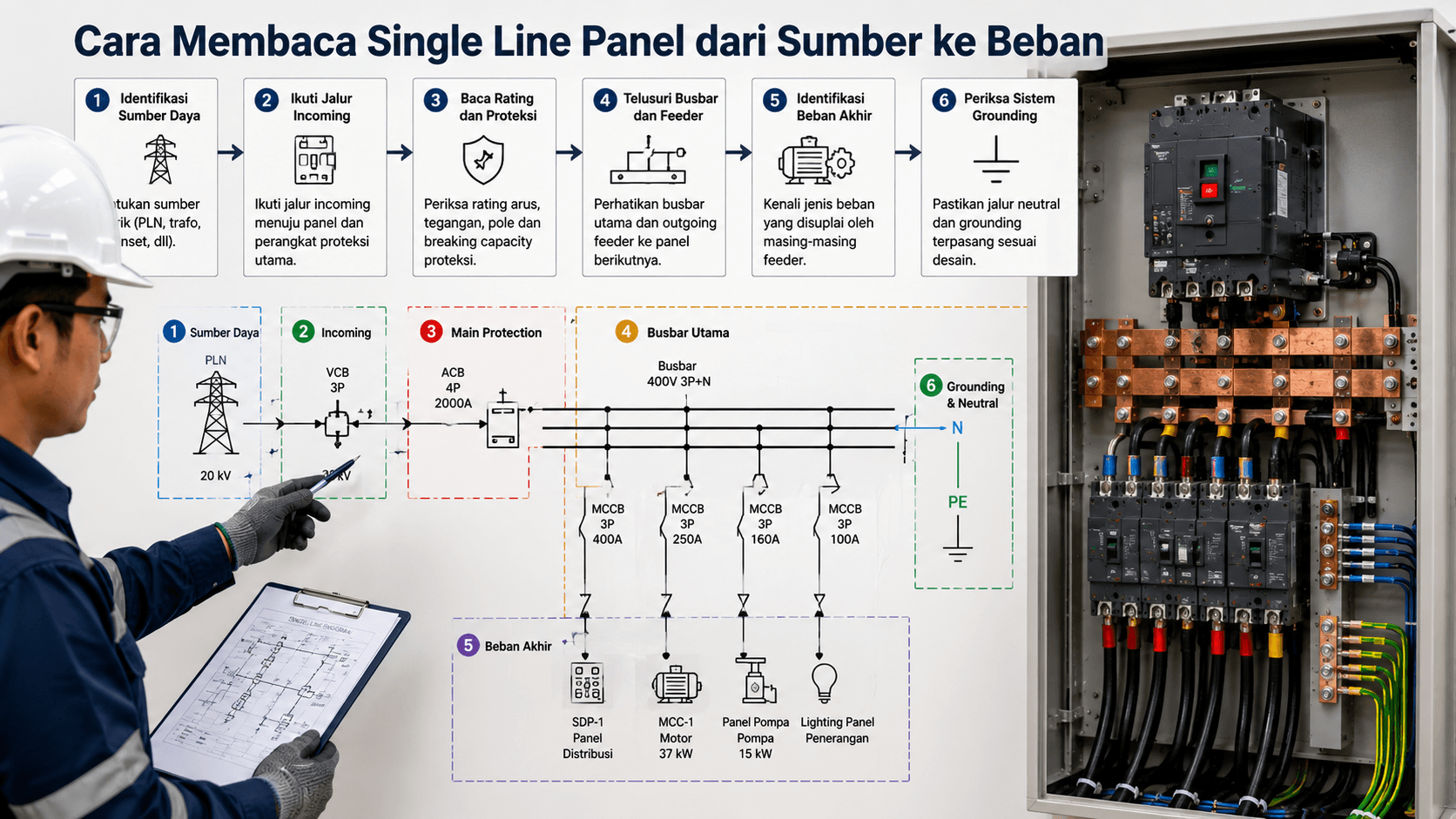 Cara Membaca Single Line Panel dari Sumber ke Beban