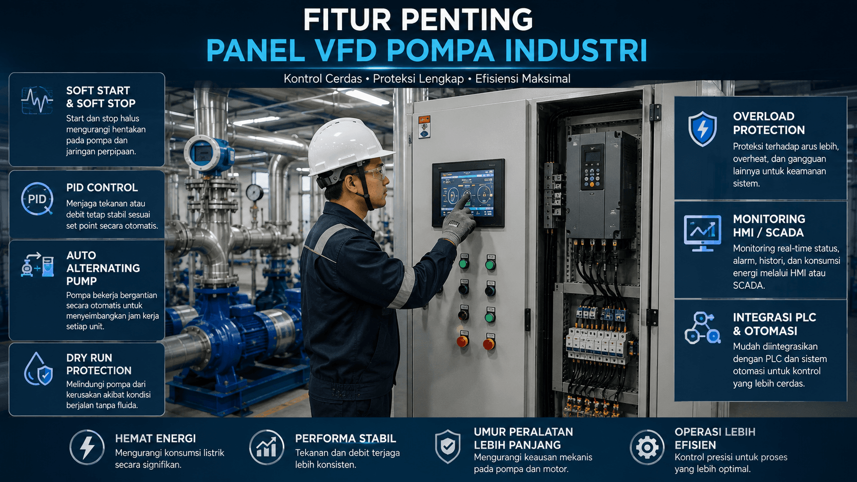 Fitur Penting Panel VFD Pompa Industri